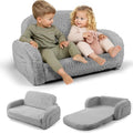 2-in-1 Sherpa Fold Out Kids Couch - Convertible Toddler Lounger