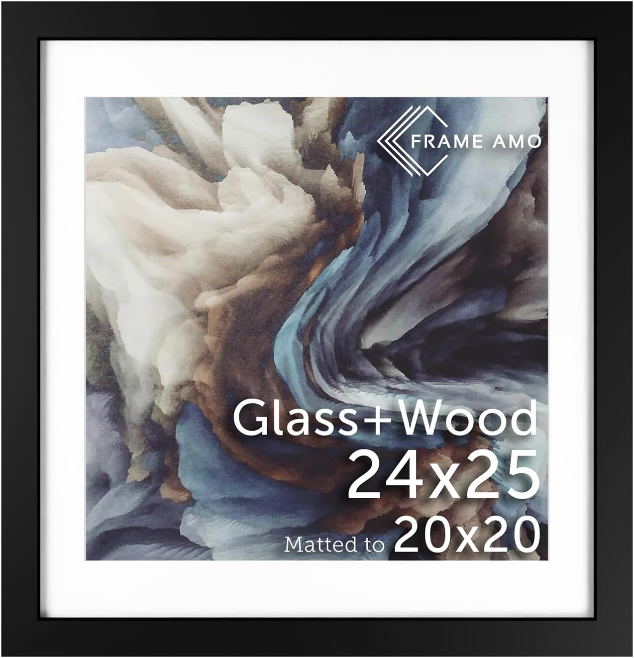 Solid Wood Poster Frame with White Mat for 20x20 Images
