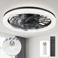 Ceiling Fans with Lights Black Socket Fan Light with Remote - Low