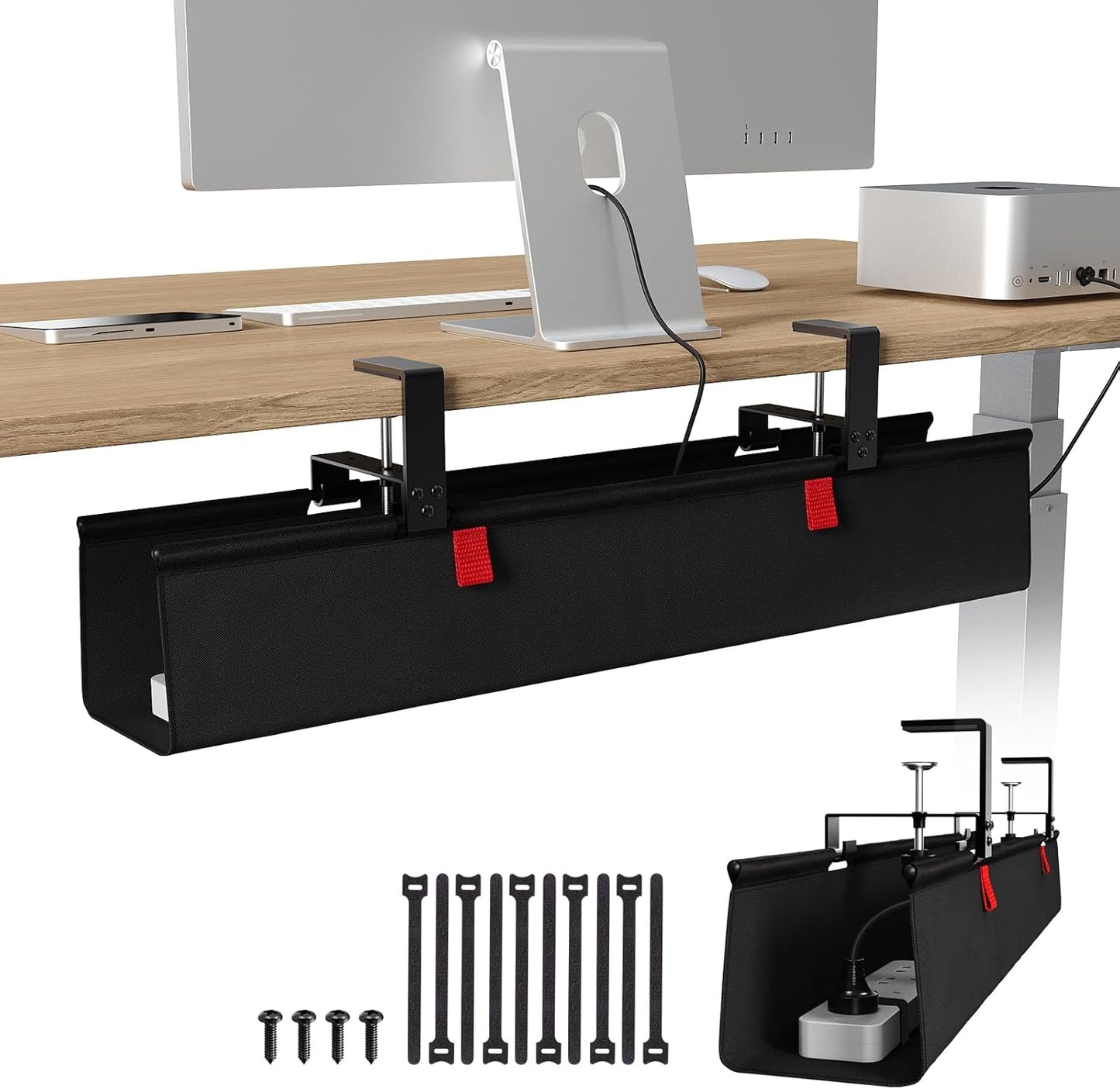 KEEGH No Drill Under Desk Cable Management Tray for Tidy Workspaces