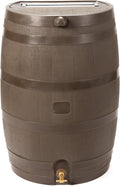 50-Gallon Rain Barrel with Brass Spigot - Flat Back Walnut