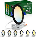 6 in Black 5CCT Ultra-Thin LED Recessed Ceiling Light - Slim 12W Pack