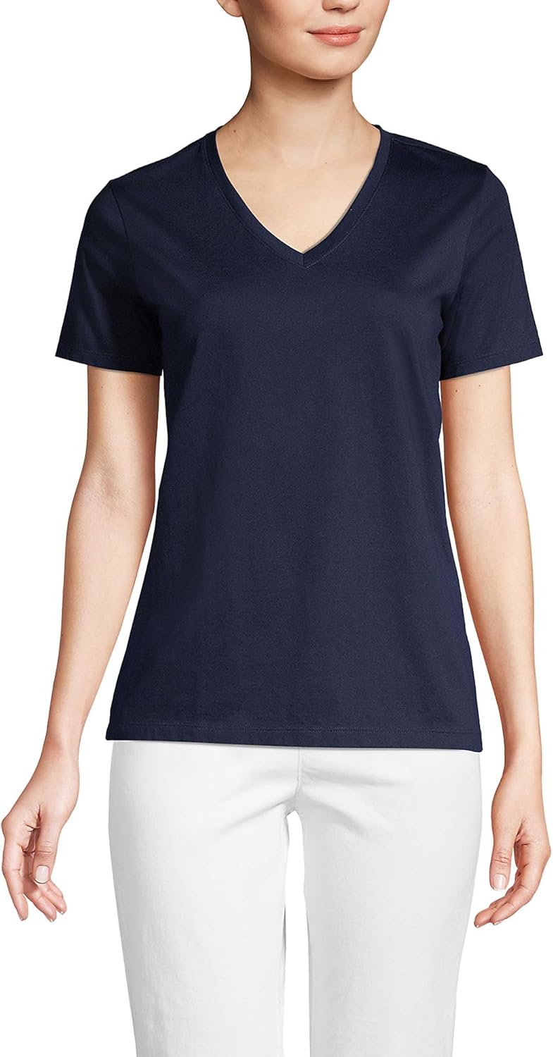 Relaxed Supima Cotton V-Neck T-Shirt for Women - Soft & Stylish
