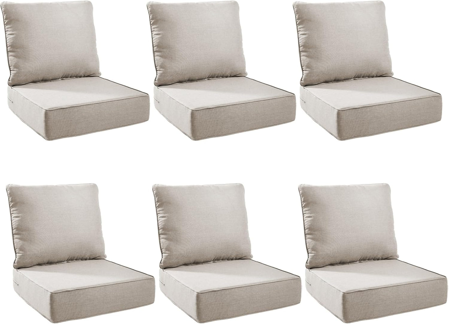 Outdoor Cushion Set for Patio Furniture - 6 Inch Thick Foam