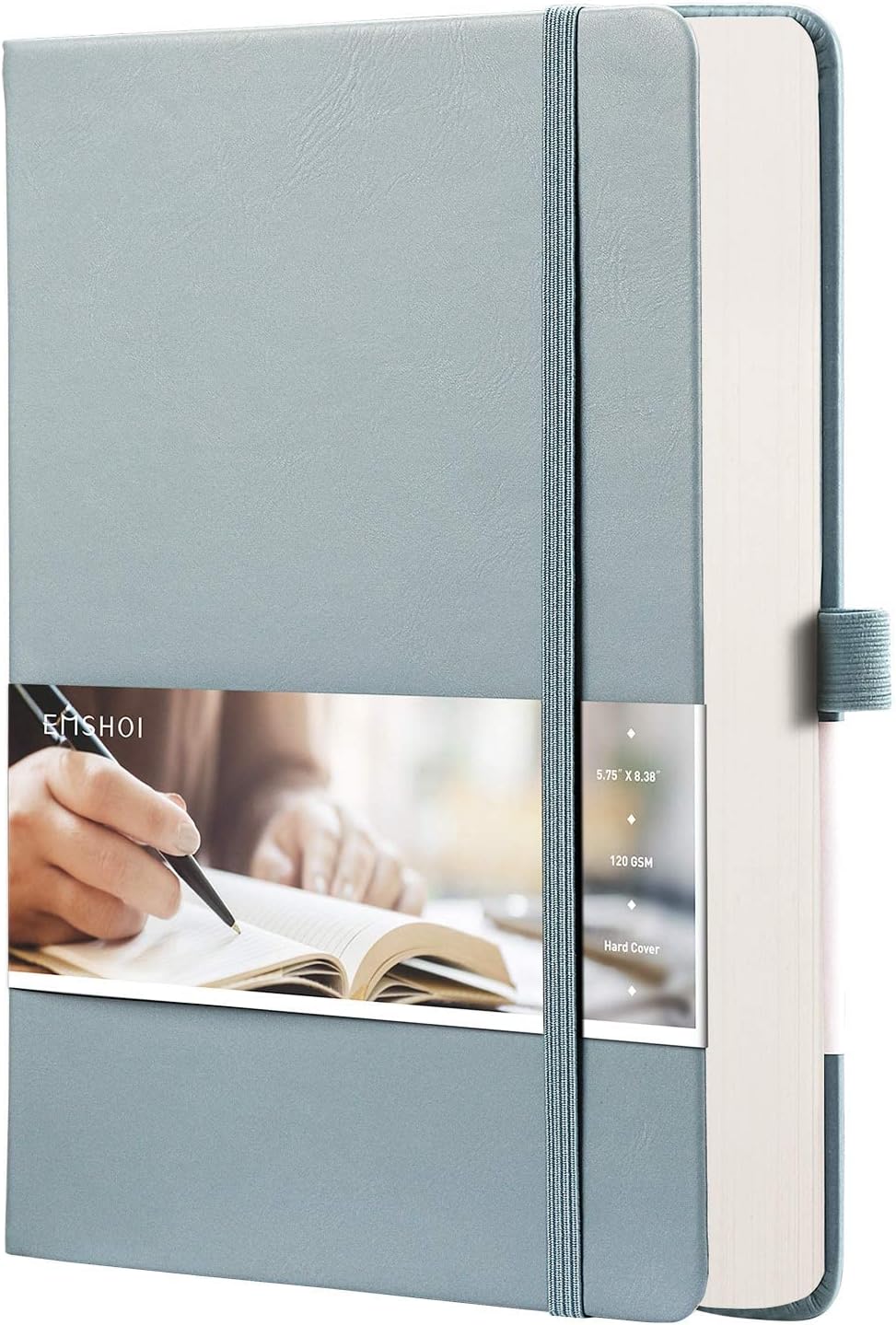 Premium Leather Journal Notebook - 256 Numbered Pages, Thick 120gsm Paper - A5 College Ruled - Stylish GrayBlue