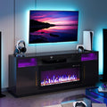 Modern 70 Fireplace TV Stand w/ Electric Heater & Storage - Avenue Black