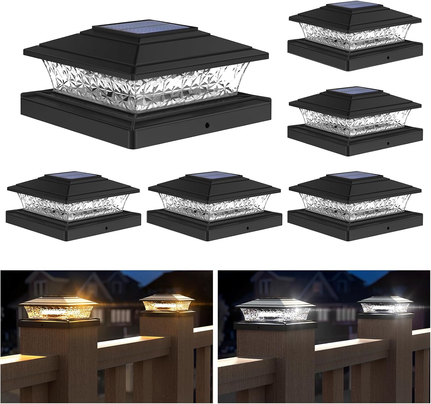 APONUO Solar Post Lights Outdoor with 2 Lighting Modes and 16 LEDs