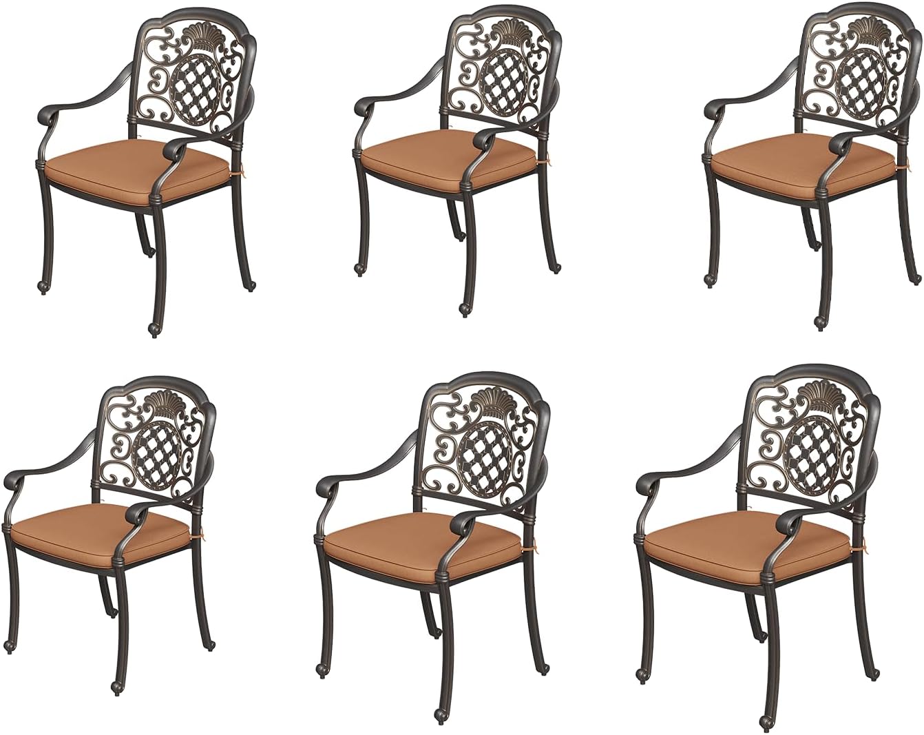 6 Piece Patio Dining Chairs Set with Cushions for Outdoor Use