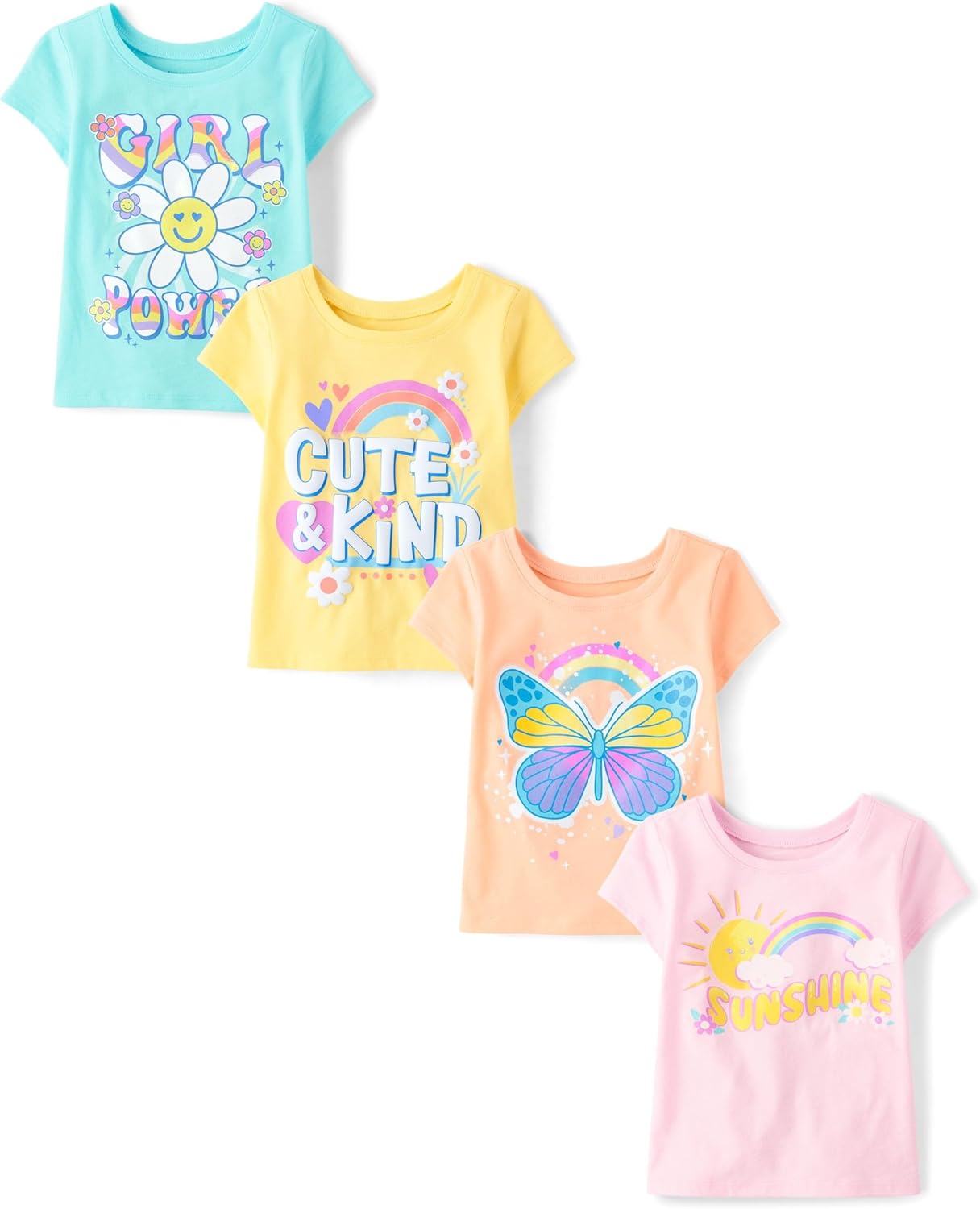 Baby Girls' and Toddler Unicorns and Butterflies T-Shirts 4 Pack