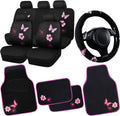 Butterfly Car Seat Covers Full Set with Floor Mats and Steering Wheel