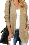 MEROKEETY Womens Long Sleeve Open Front Cardigan - Cozy Draped Knit at
