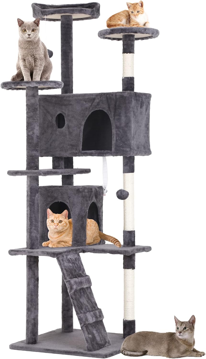 70 Inch Cat Tree Tower with Multi-Level Activity Center