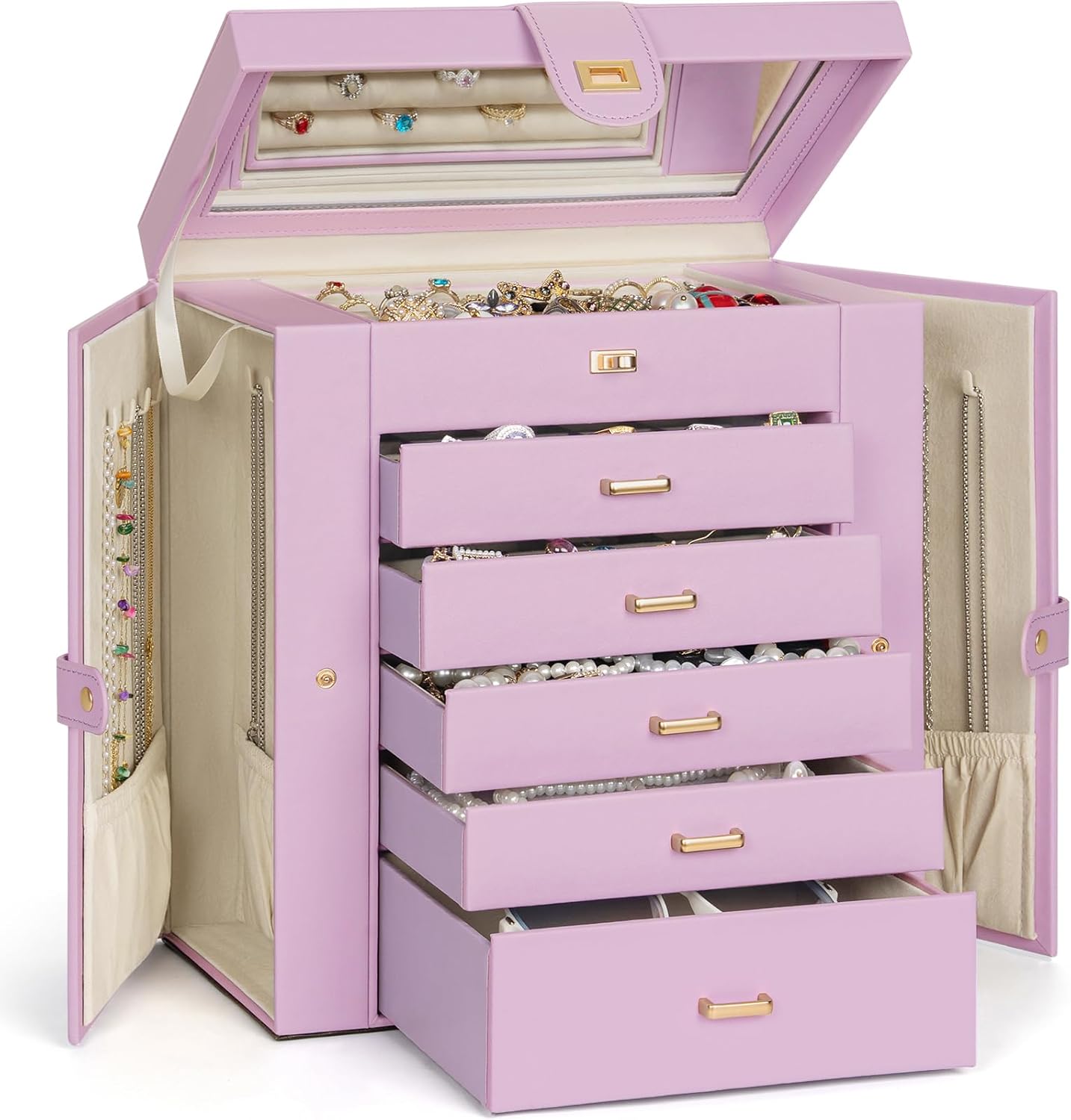 AKOZLIN Huge Jewelry Box Organizer with Large Capacity and Mirror