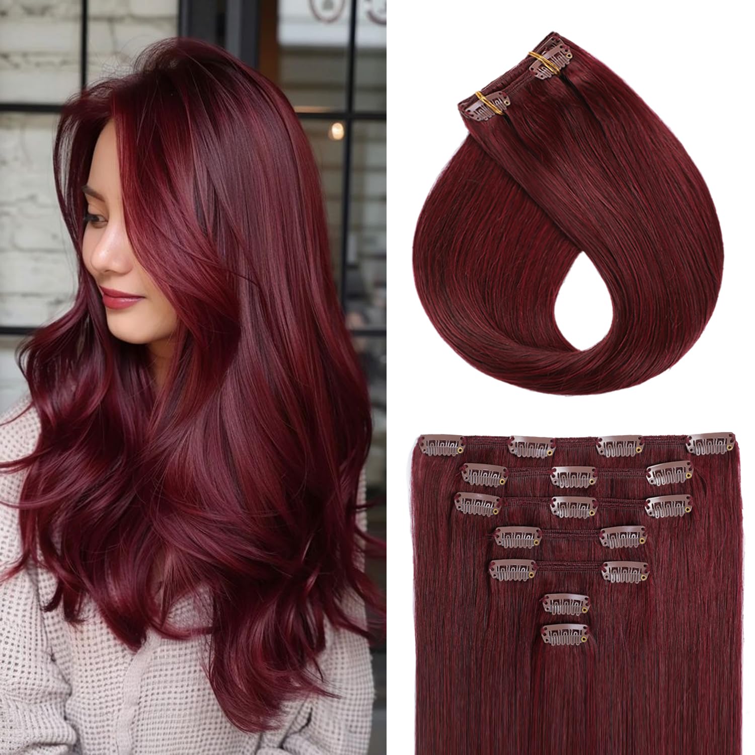 YILITE Clip In Hair Extensions Real Human Hair 18inch