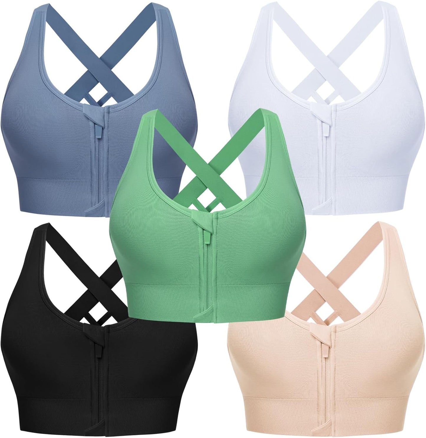 Sykooria Women Sports Bras High Impact Strappy Cross Back