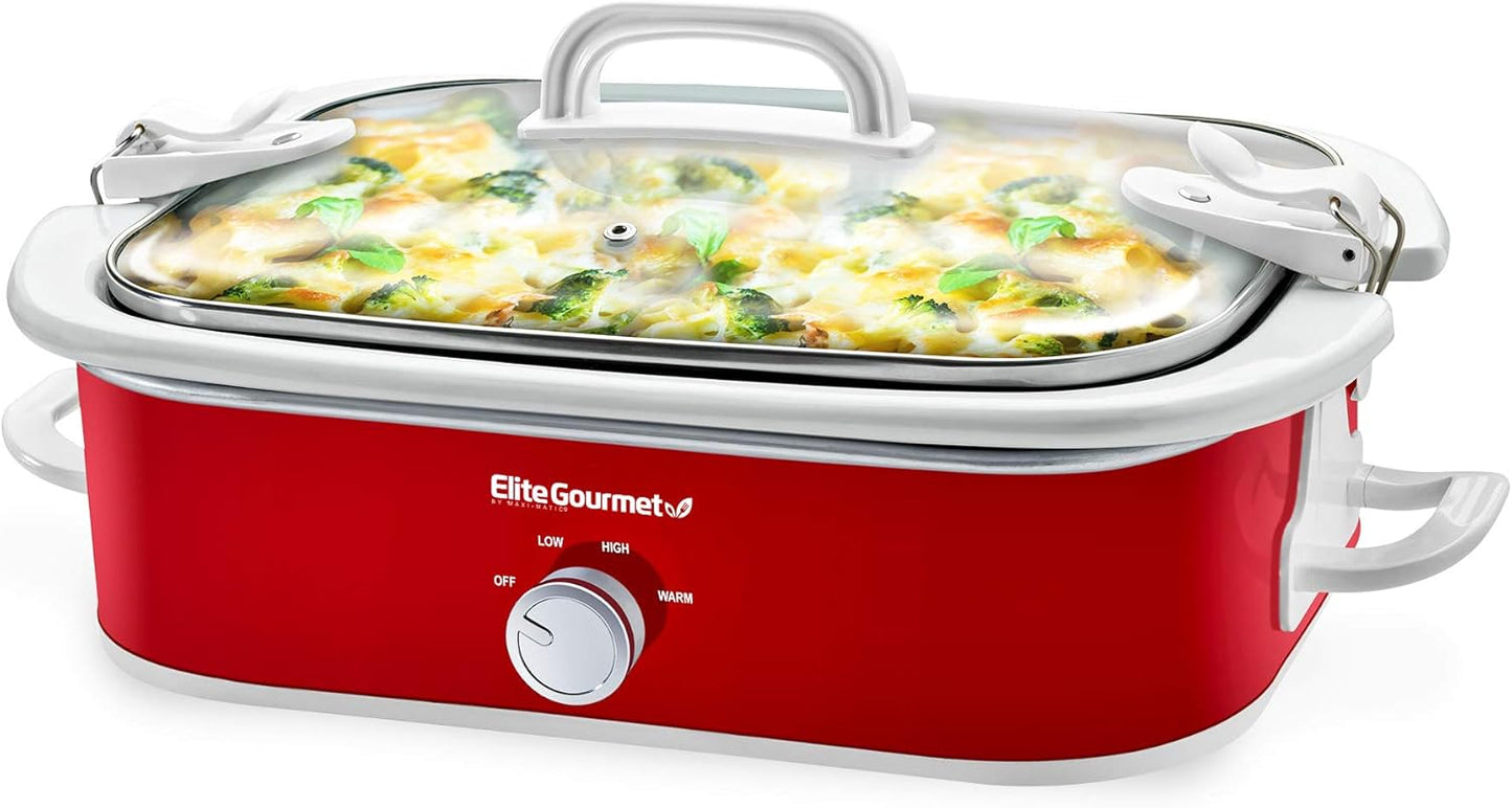 Elite Gourmet MST-5240 Casserole Slow Cooker with Locking Lid