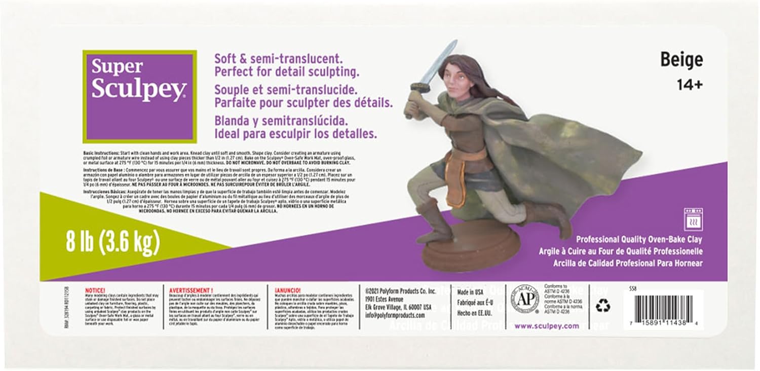 Sculpey PFMSS8 Super Clay for Detailed Sculpting and Crafting