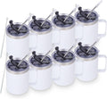 Insulated 12oz Leakproof Coffee Mug with Flip & Straw Lid - 8 Pack