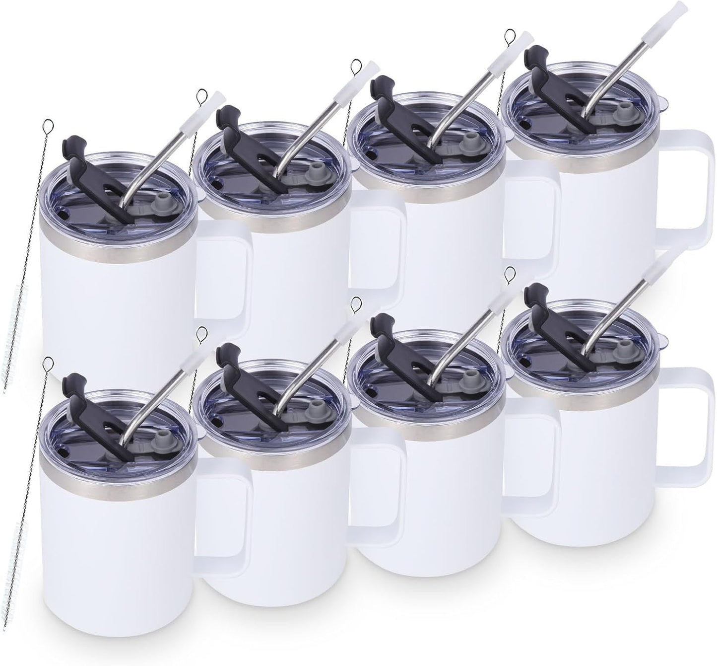 Volhoply 12oz Insulated Coffee Mug with Flip & Straw Lid Set