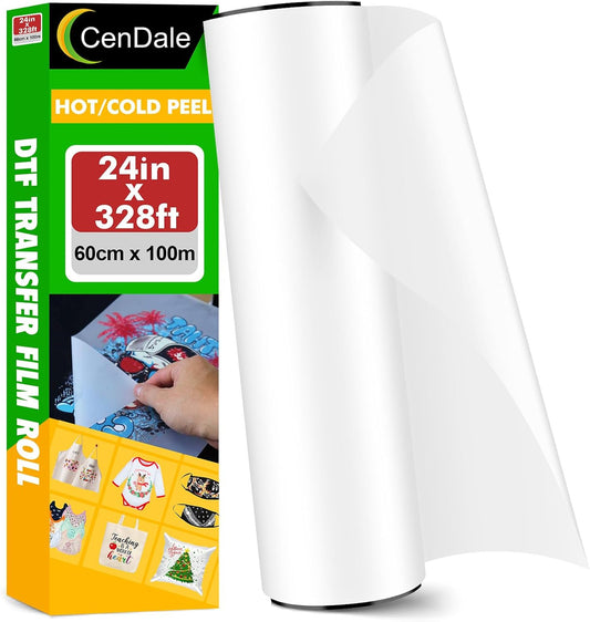 Matte Double Sided DTF Roll 24x328ft - Heat Transfer Film for T-Shirts