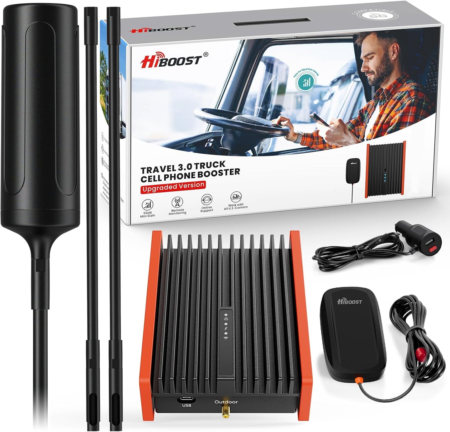 HiBoost Cell Phone Signal Booster for Trucks and SUVs - 5G & 4G