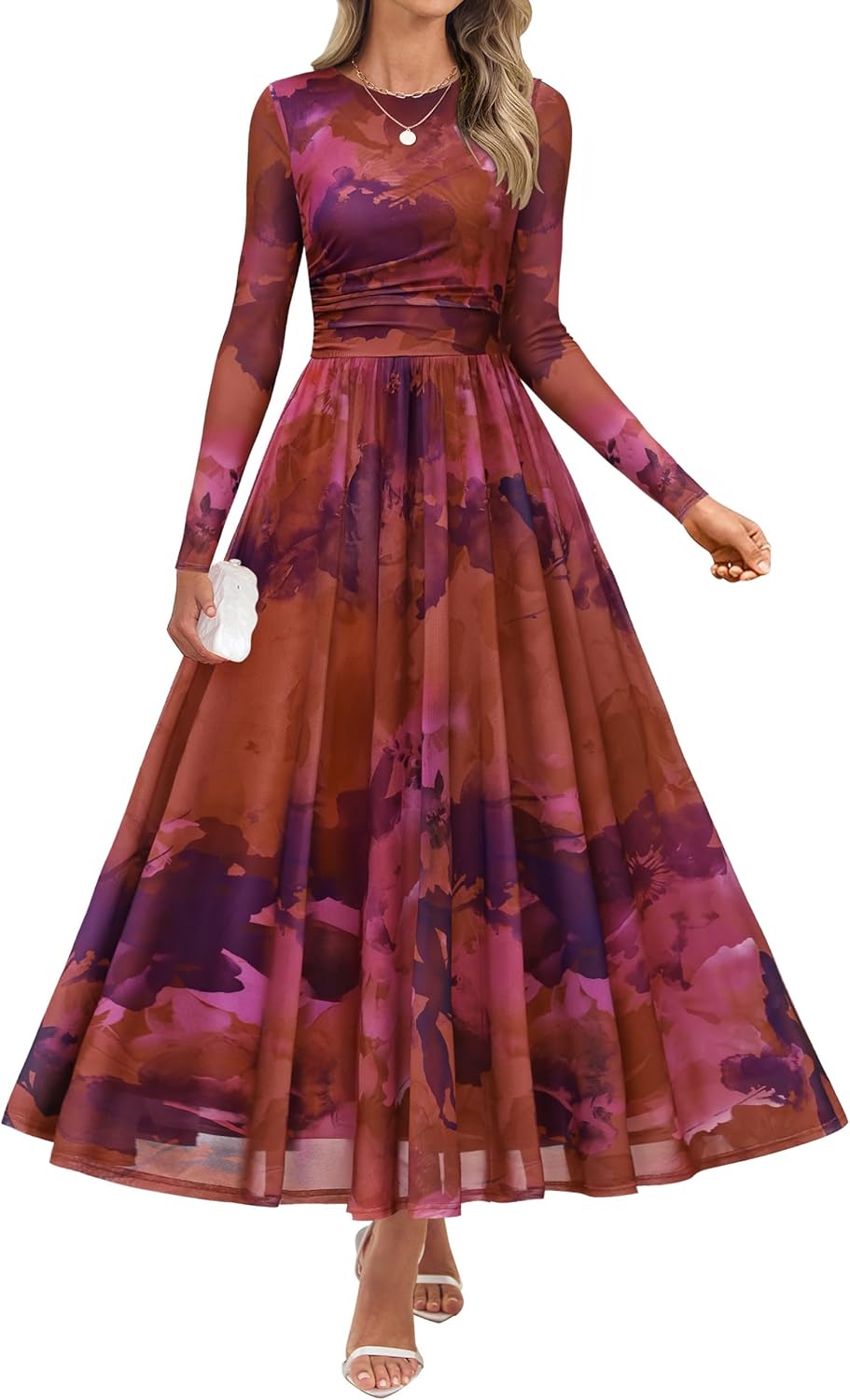 ZESICA Women's Floral Print Maxi Dress for Fall 2025 Events