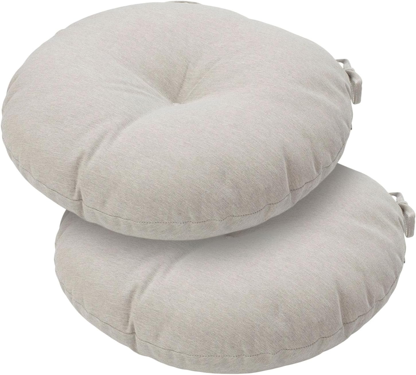 Tufted Round Bistro Chair Cushions 15 inch Set of 2 Light Brown