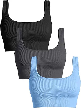 OQQ Women's 3 Piece Medium Support Tank Top for Active Lifestyle