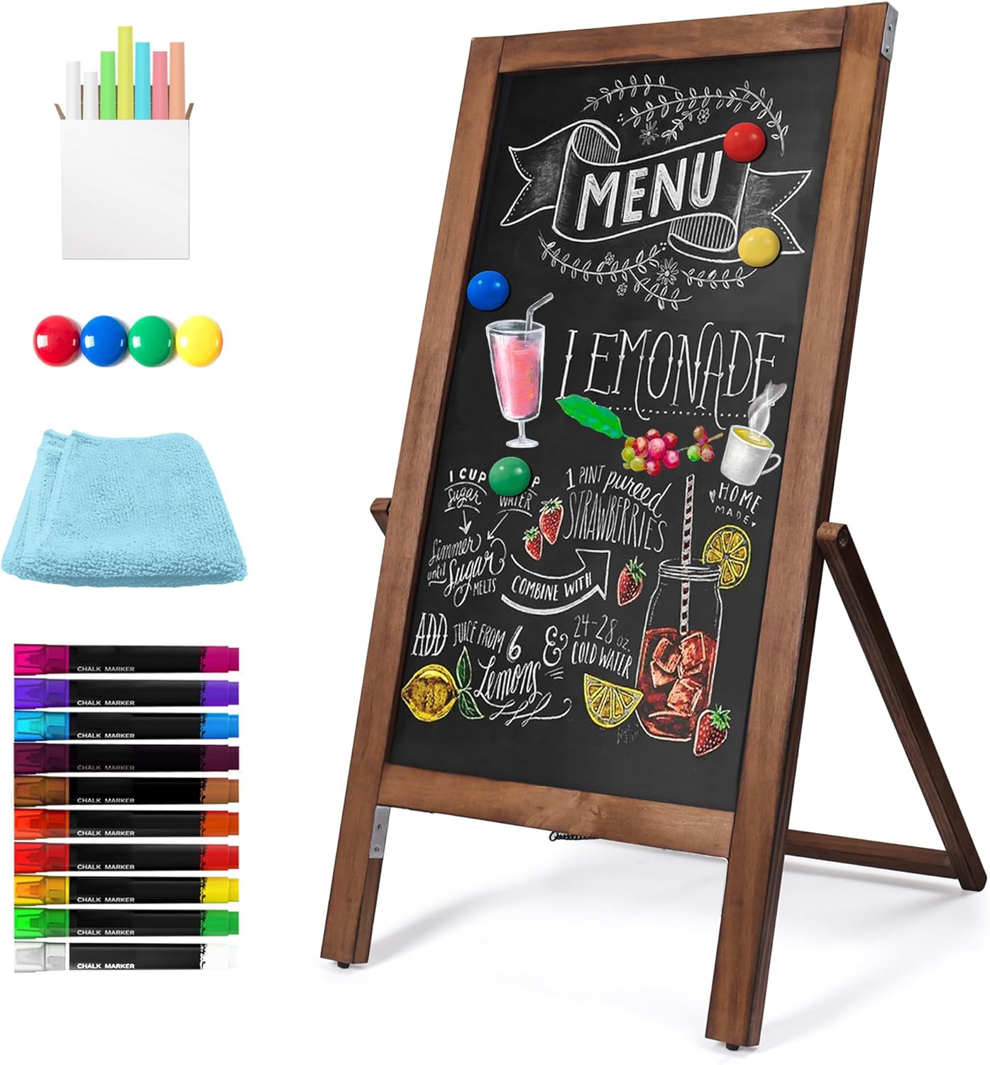 Double Sided Magnetic Chalkboard Easel Sign for Events & Menus