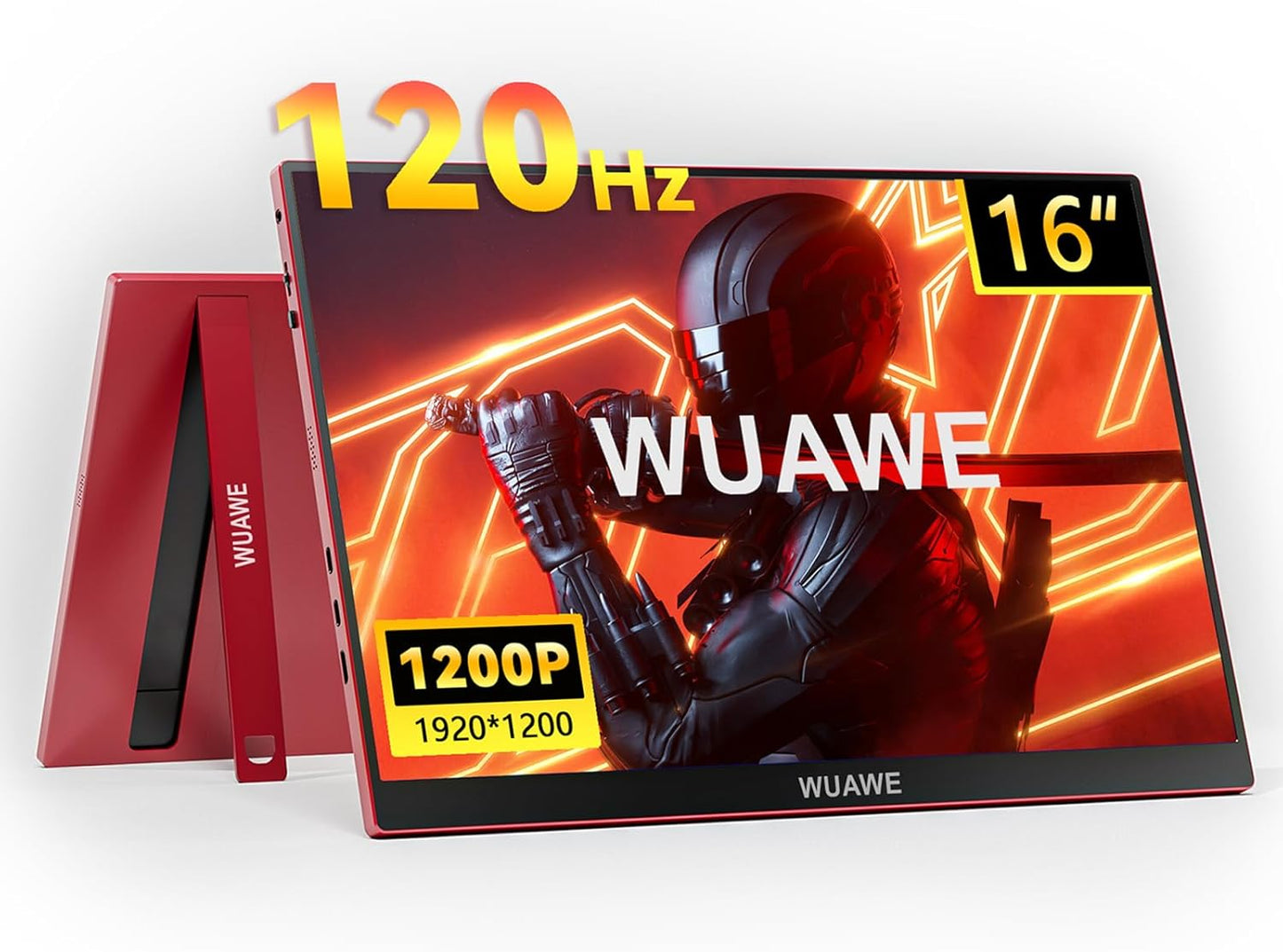 WUAWE 16in Portable Monitor for Laptop - Rose Red FHD Display