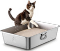 Stainless Steel Litter Box with Handle - Large High-Sided Litterbox