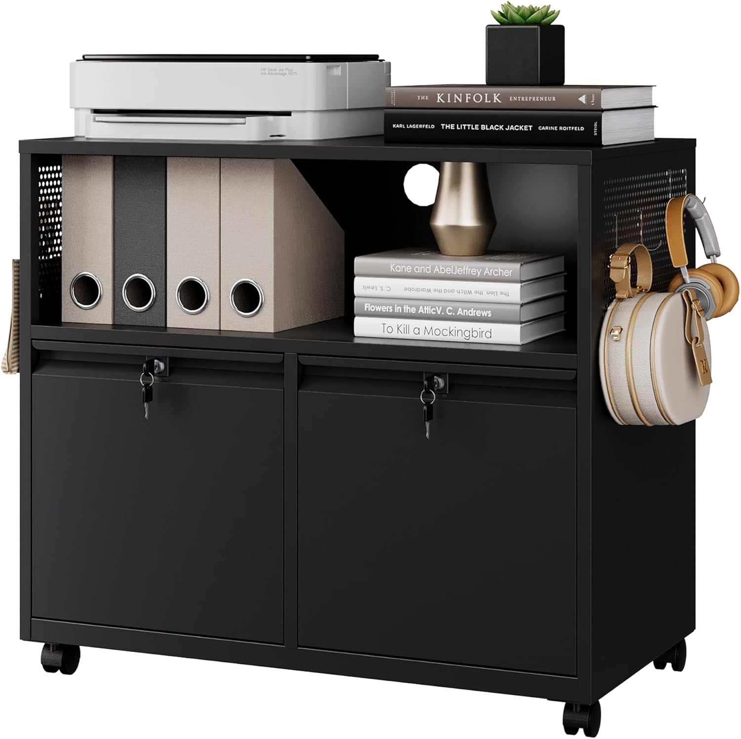Letaya Mobile 2 Drawer File Cabinet with Lock for Home Office