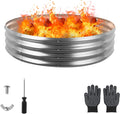 48 in Round Galvanized Fire Pit Ring - Durable 4 ft Outdoor Ring