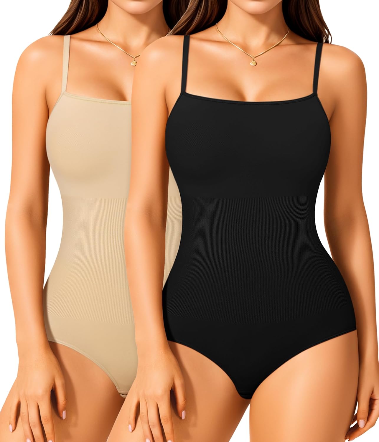 Irisnaya 2-Pack Shapewear Bodysuits for Women Tummy Control