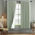 Sage Green Boho Blackout Curtains 72 in Length - Room Darkening Linen