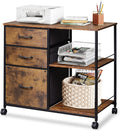 3 Drawer Mobile File Cabinet Rustic Brown Wood Grain - Rolling Printer