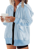 Plus Size Long Sleeve Zip Up Hooded Sweatshirt Jacket 1X-5X