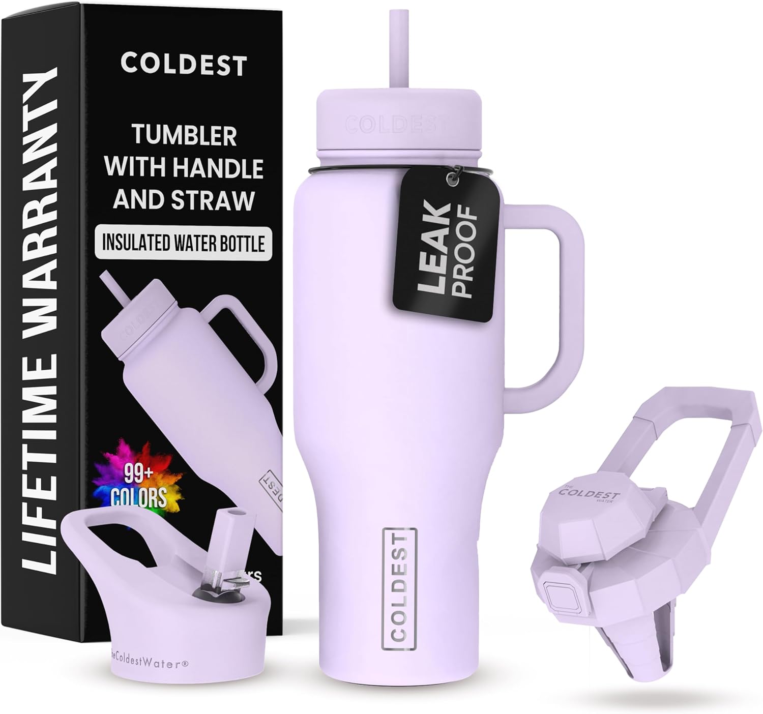 Coldest Tumbler with Handle and Straw - 36 oz Leak Proof Design