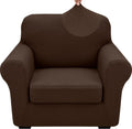 2 Pieces Chair Covers with Arms Super Stretch Slipcover - Coffee