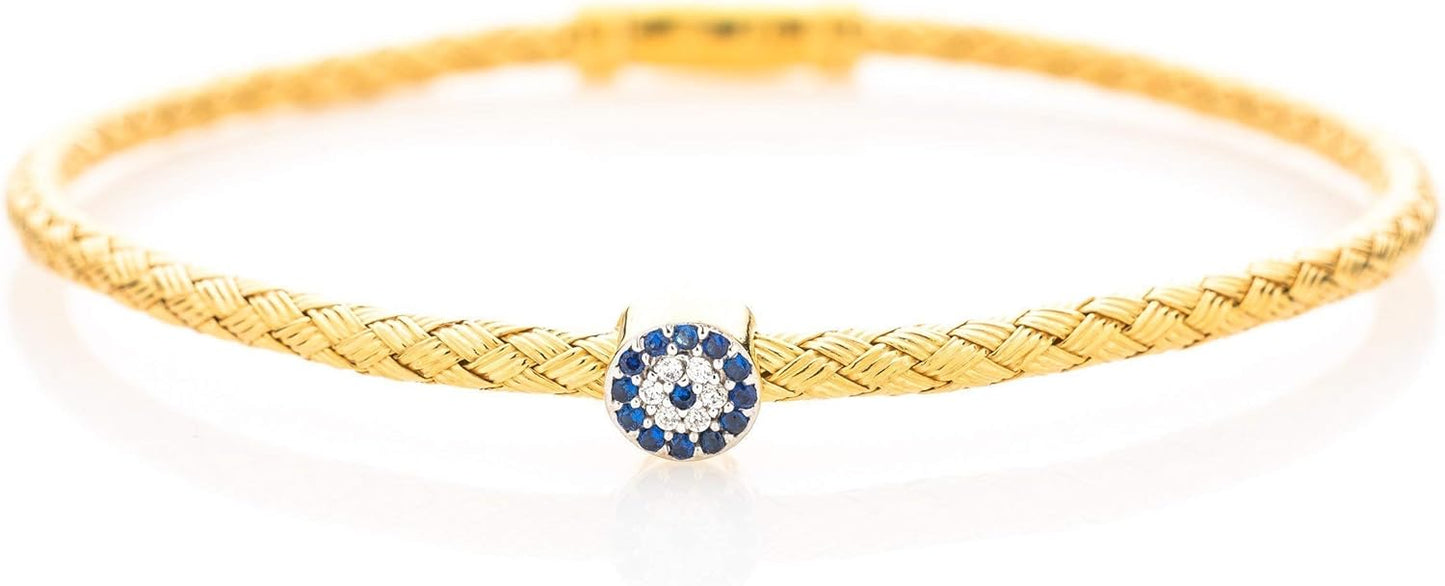 Evil Eye Sterling Silver Bangle Bracelet for Women - Luxurious Design