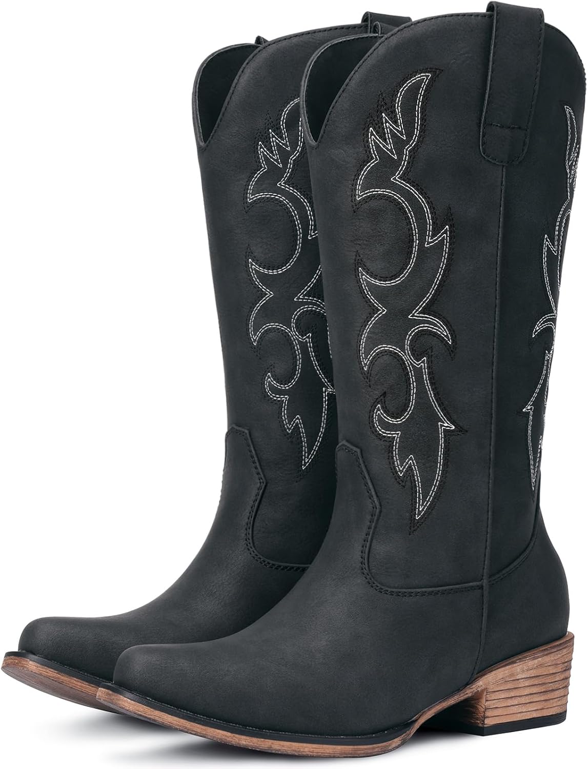 Stylish Cowboy Boots for Women - Embroidered Mid Calf Design