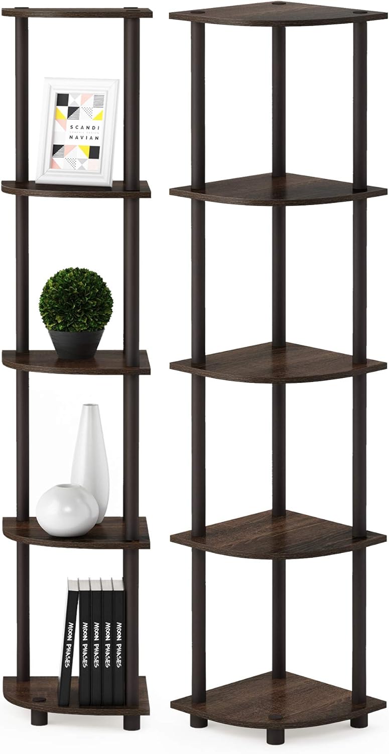 Furinno TURN-N-TUBE Corner Shelf Set of 2 for Home Organization