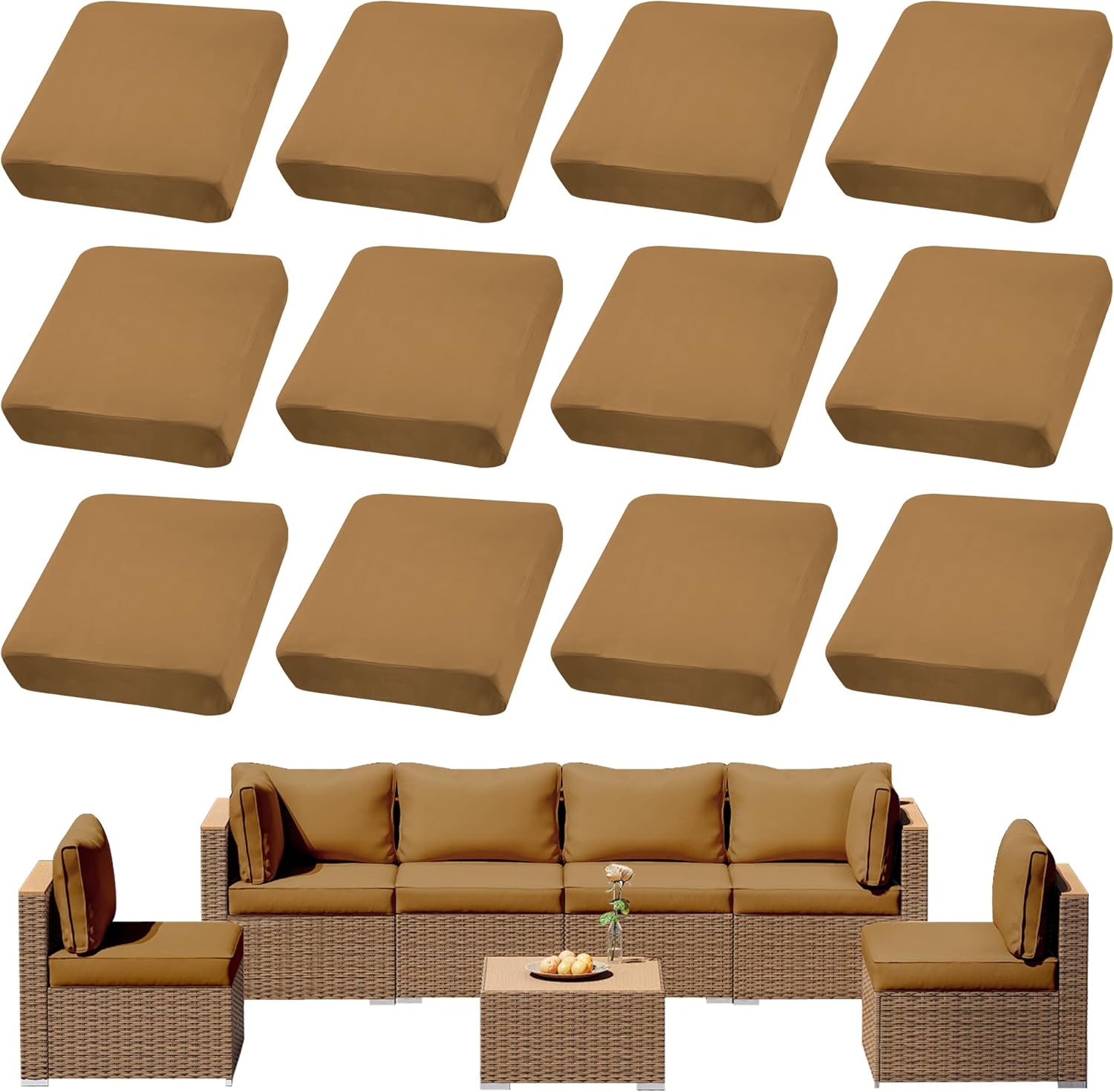 12Pcs Outdoor Cushion Covers Waterproof for Stylish Patio Use