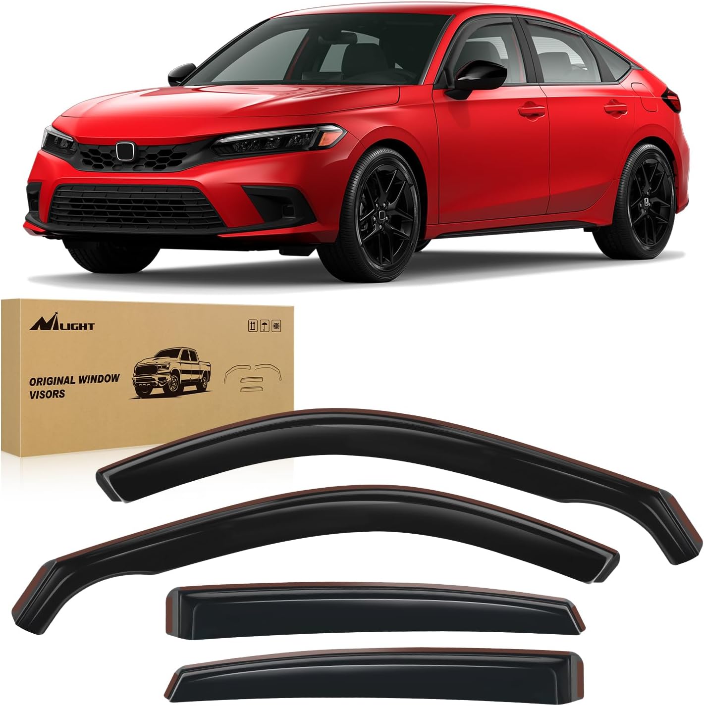 Nilight Durable in Channel Rain Guards for Honda Civic 2022 2024