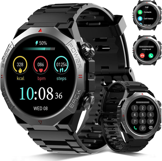 Military Smart Watch for Men with Bluetooth Calls & Fitness Tracking