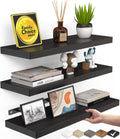 BAYKA Floating Shelves for Wall - Rustic Wood Shelves Set of 3