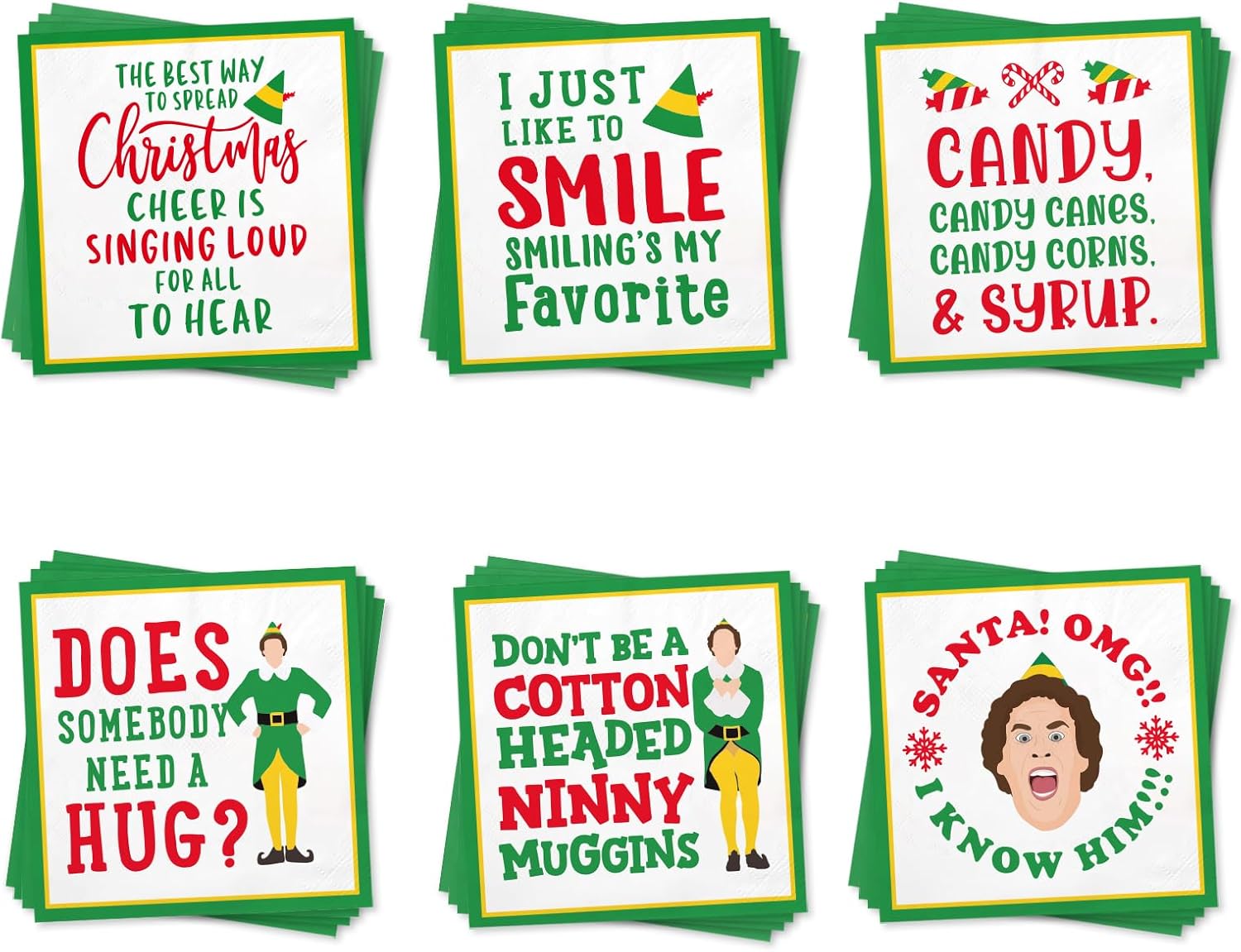 120 Pack Buddy The Elf Cocktail Napkins - Festive Fun!