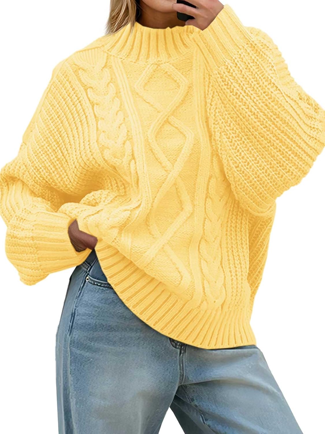 Saodimallsu Womens Oversized Cable Knit Sweater for Fall 2025