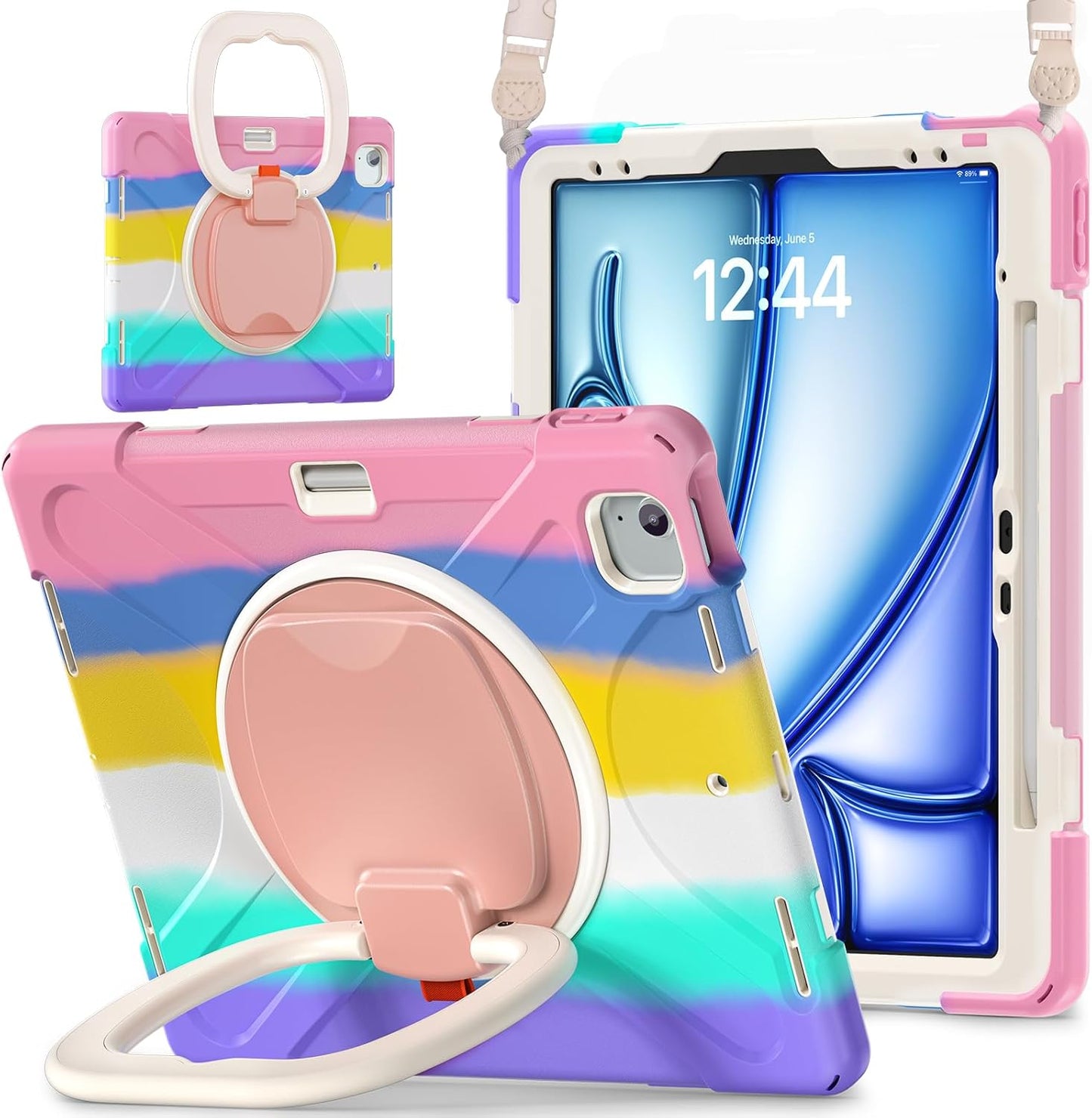 MEEgoodo iPad Air 13 inch & Pro 12.9 Case with Stand & Strap