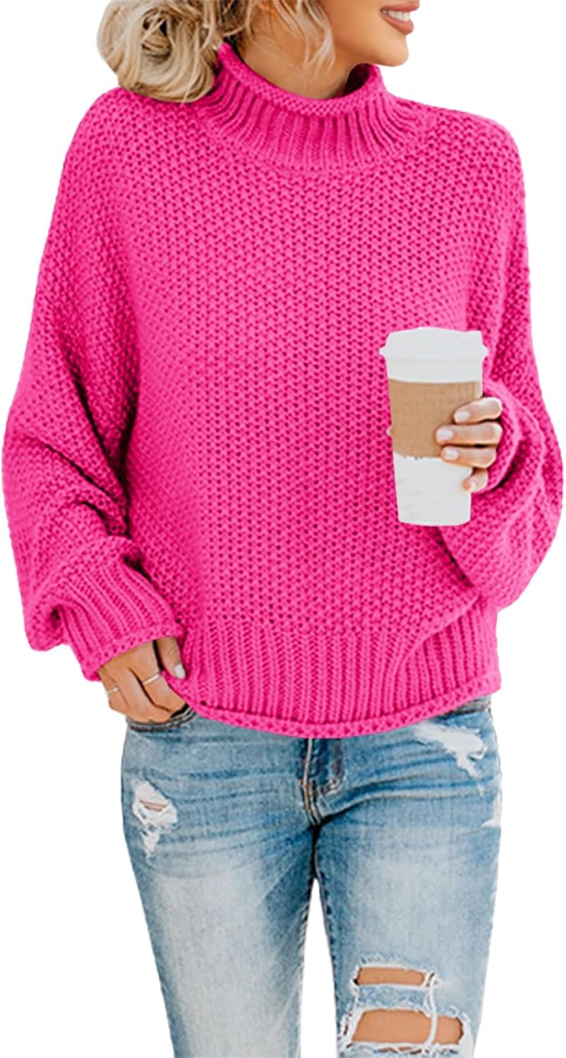 Oversized Turtleneck Sweater for Women - Cozy Knit Pullover